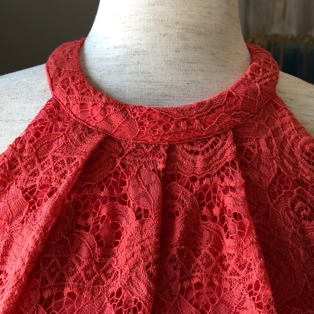 SALE! Lace Flowing  Sexy Halter Top in Gorgeous Coral Color Sz M EUC! - Picture 3 of 9